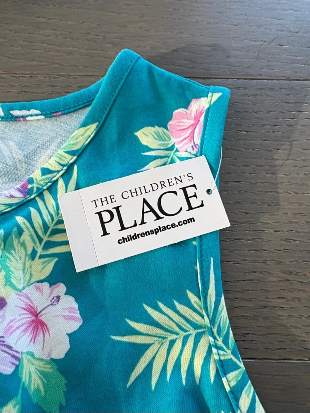 The Children's Place Teal Tropical Floral Sleeveless Dress XL / TG 14